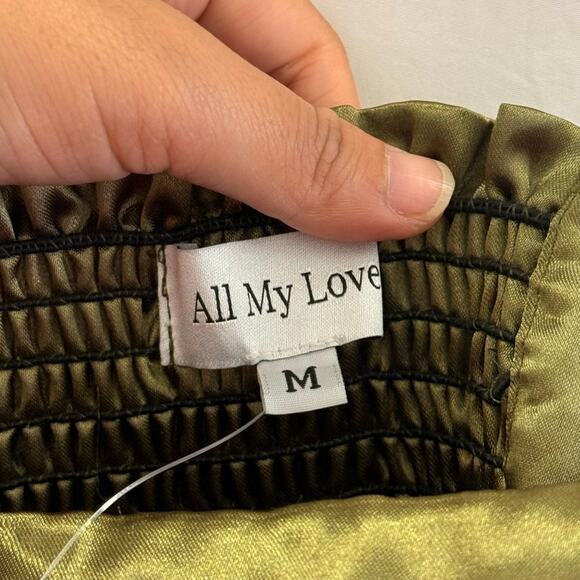 All My Love NEW‎ Anna Top in Olive Medium Satin Party Night Out Summer Glam - Picture 8 of 8